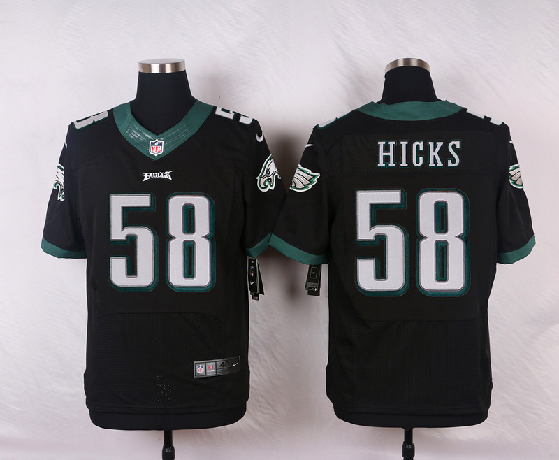 NFL Customize Philadelphia Eagles 58 Hicks Black Men Nike Elite Jerseys